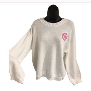 Jessica Simpson off white pink smiley face emoji‎ embroidered seeater size M